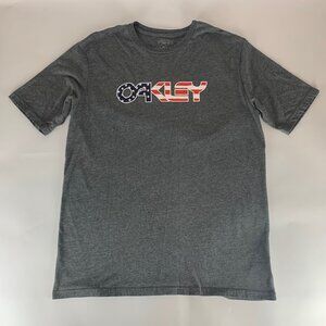 Oakley USA Patriotic Theme Gray Short Sleeve Crewneck Shirt Mens Large